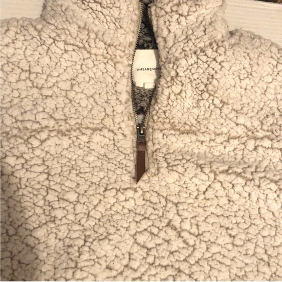 Thread & Supply 1/4 Zip Sherpa Wubby Teddy  Pullover Women’s Size Large - Picture 5 of 12